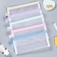 Haute qualité en Nylon coloré maille porte-crayon Transparent fichier sac étudiant stockage clair fermeture éclair pochette impression personnalisée