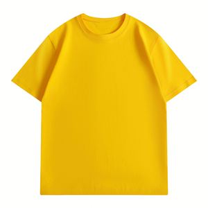 Camiseta de punto de algodón puro de 200 gramos para hombre, manga corta, cuello redondo, color liso, ajuste holgado, antipilling, marca de moda. - Product Image 6
