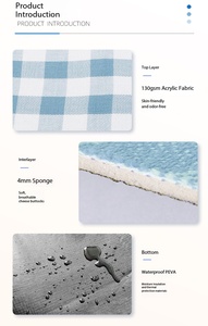 Extra Large <strong>Picnic</strong> Blanket Waterproof Camping Mat <strong>Rug</strong> with PU Carrier Soft Lightweight Sand Proof Beach Red White Plaid - Product Image 4