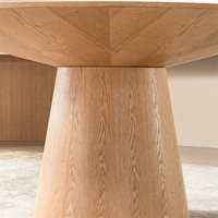 Vente en gros Table à manger ronde en bois moderne Ensemble table à manger 6 places en placage de frêne