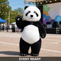 Costume de Mascotte Panda Gonflable en Peluche et Fausse Fourrure pour Halloween, Combinaison Intégrale de 2,0-3,0 M de Haut avec Batterie Incluse pour Spectacles