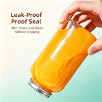 Bouteille jetable en PET transparente en forme de U, écologique, anti-fuite, sans BPA, avec couvercle à vis, pour thé au lait, usage commercial ou domestique, pour jus d'orange