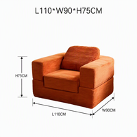 Canapé de sol pliable en velours côtelé, convertible, compact, pour salon et chambre à coucher
