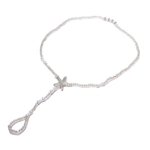 <b>Crystal</b> Starfish Pearl Anklet <b>Set</b> Sea Theme Handmade Fashion Trend 2024 - Product Image 1