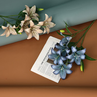 Herbstfarbene 5-köpfige Lilien, Künstliche Blumen für Heim- und Restaurant-Dekoration, Hochzeits- und Verlobungs-Kunstblumen