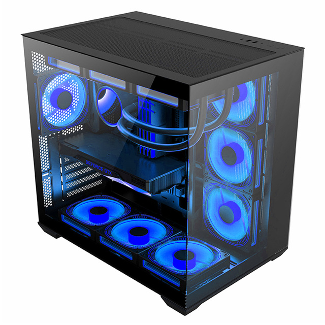 AntarcChill OEM Full View Dual Tempered Glass USB3.0 Mid-Tower ATX Case Gaming PC Case Computer Case Towers Server Chassis