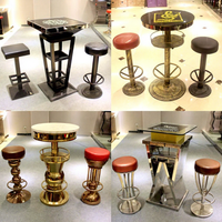 Tabouret/Repose-pieds haut en fer forgé noir, Table de bar carrée/ronde lumineuse KTV, Commerciale pour discothèques et lieux de slow-dance