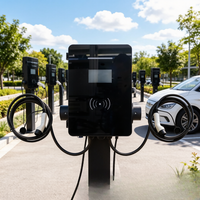 Nuevo Poste de Carga para Vehículos Eléctricos Jinghu para Exteriores, 7-22kW, Tipo 2, Enchufe de Pared, Compatible con Plataforma OCPP 1.6J/2.0, Resistente a la Intemperie IP54