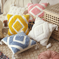 Housse de coussin carrée décorative en polyester tufté style bohème, brodée, pour canapé, 45 cm, pour la maison et l'hôtel