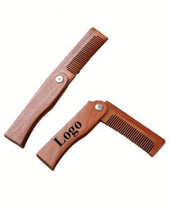Custom logo Printed Factory Wholesale Portable Sandalwood Foldable Comb Custom Folded Pocket <b>Beard</b> <b>Care</b> Comb - Product Image 1