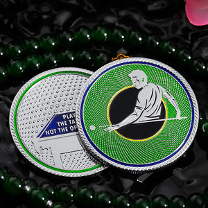 Pièce de monnaie commémorative de billard en alliage de zinc émaillé, plaquée argent, avec figurine de joueur de billard en relief 3D, pour cadeau aux joueurs - Product Image 4