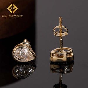 Pendientes de Oro 10K con Diamantes de Laboratorio Corte Pera NGIC VVS, Engaste de Garra, Joyería de Moda para Mujer, Pieza Destacada - Product Image 1