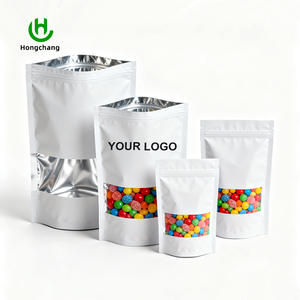 Sac imprimé zip-lock personnalisé pochette debout en feuille d'aluminium blanche emballage avec fenêtre transparente et fermeture à glissière en plastique avec logo - Product Image 1