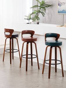 Taburete de Bar Moderno Estilo Song de Madera Maciza con Respaldo Giratorio Sin Reposabrazos para Uso Doméstico - Product Image 2