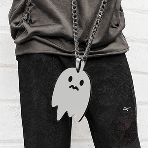 Collana Girocollo Unisex in Acciaio Inossidabile con Ciondolo a Plettro Dorato Trendy Ghost Bc Nameless Ghoul Cosplay, Accessori Gioielli - Product Image 3