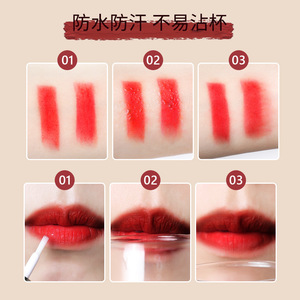 En gros le moins cher ensemble couleur double tête rouge à lèvres Vintage rouge brun ensemble lèvre liquide durable antiadhésif tasse rouge à lèvres sculpté rouge à lèvres - Product Image 6