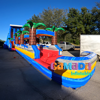 Toboggan aquatique gonflable pas cher de 50 pieds, toboggans doubles secs/humides, toboggans aquatiques gonflables pour adultes