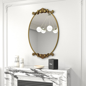 Espejo de pared ovalado de Metal Vintage con diseño de espejo real antiguo para restaurante, sala de estar, decoración del hogar, producto de Navidad - Product Image 3