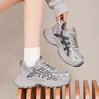 Baskets Chunky Respirantes et Polyvalentes pour Femmes, Nouvelle Collection Printemps/Été 2026, Tige Légère en PU, Rehaussantes, Style Sport Décontracté