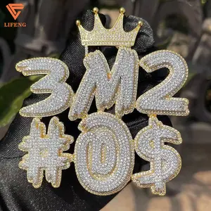 GRA Certificate Hip Hop Pendant Number Symbol Alphabet Custom Pendant Handmade Gift Carved 18k Moissanite Diamond Pendant