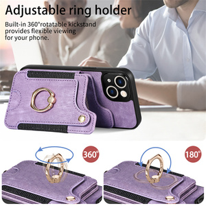 Custodia per telefono in pelle di lusso retrò con portafoglio magnetico con Slot per schede custodia per telefono per <span class=keywords><strong>iPhone</strong></span> 15 14 <span class=keywords><strong>13</strong></span> Pro Max - Product Image 5