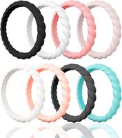 Bague de fiançailles et de mariage en silicone empilable couleur personnalisée pour femme, fine, tressée, en caoutchouc, à porter au quotidien avec d'autres bagues