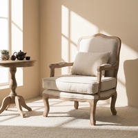 Fauteuil en bois léger de style américain et français, vintage, pour balcon, salon, petit appartement