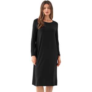 Custom Wholesale Women's Bamboo Modal Nightgown <b>Long</b> <b>Sleeve</b> Soft Comfy Sleep <b>Dress</b> <b>Night</b> <b>Dress</b> Women's Sleepwear - Product Image 1