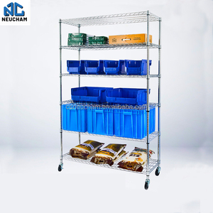 6 שכבות תיל מדפי תיל מדפים חוט מדפים אחסון עגלה עם גלגלים - Product Image 5