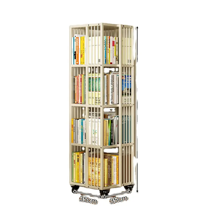 Drehbares Bücherregal beweglicher Kinder-Taschenbestand Zuhause Wohnzimmer Schmiedeeisen boden-stehendes Ablage-Rack