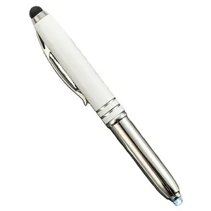 Grosir 3 in 1 Multi fungsi Pointer pena dengan LED Torch Light Point layar sentuh bola Pen Pointer