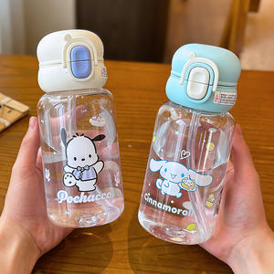 Bouteille d'eau Sanrio My Melody Kuromi 500 ml, gobelet en plastique avec paille pour enfants et étudiants, avec couvercle et poignée - Product Image 4