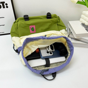 <b>Drawstring</b> <b>Backpack</b> Off White And Green Large Capacity Lightweight Female Outdoor Sports Everyday Use Summer 2025 - Product Image 3
