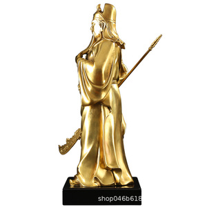 Estatua de Guan Gong de Latón de 18 cm, Decoración de Mesa, Figura del Dios Chino de la Guerra - Product Image 2