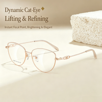 35005 Bingkai Kacamata Cat Eye Fashion Vibrant, Mencerahkan Kulit, Premium Alloy, Elegan Retro, Mengangkat Kontur Wajah