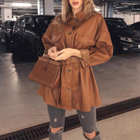 Veste en Faux cuir souple pour femmes, Design coupe-vent d'hiver, robe coréenne de luxe élégante manteau décontracté pour dames