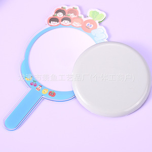 <b>Acrylic</b> Handheld <b>Mirror</b> Round Custom Made With Stickers For Makeup And Gift Use - Product Image 1