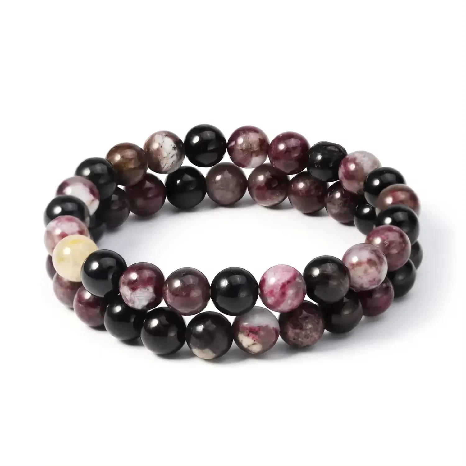 Großhandel 8 mm Naturfelsen Regenbogen-Tourmaline-Perlen-Armband handgefertigte kristallstarke Strähnen für Damen