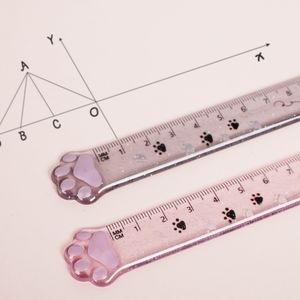 Regla de garra de gato, 15cm, plástico transparente, escuela primaria, linda chica, dibujo de corazón, Regla de medición, papelería de dibujos animados Coreanos - Product Image 2