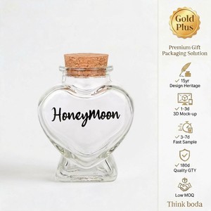 Bocaux à épices en verre en forme de cœur de 80 ml, 150 ml, 5 oz, imprimés à l'écran, avec couvercles en liège, bouteilles à vœux, marque <span class=keywords><strong>Maoya</strong></span> - Product Image 1