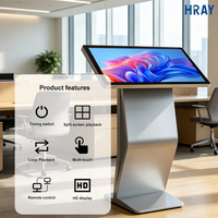 HRAY 55 Zoll Freistehender K-förmiger Informationsterminal mit Weitwinkel-LCD-Panel für Flughafen-Lobby Fluginformations-Selbstbedienungsanlage OEM ODM