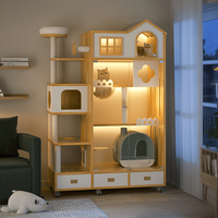 Villa pour chats d'intérieur moderne et écologique, sur mesure, grande, à 5 étages, en bois, pour plusieurs chats, avec cage à boutons, mobilier extérieur pour animaux de compagnie, usage public