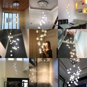 Lámpara Colgante de Lujo con Múltiples Luces LED, Esfera Espiral de Cristal, Burbujas Largas, para Escaleras y Techos - Product Image 4