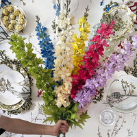 Grandes fleurs artificielles de Jacinthe Larkspur pour la décoration de Noël et de mariage, fleurs simulées pour allées de maison