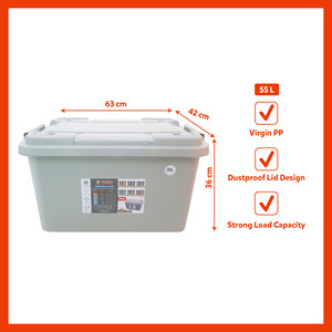 Handles <b>Lockable</b> Bin 50L Multi Colors Modern Decorative Multifunction Organizer <b>Box</b> Stackable Tote Lightweight Plastic <b>Storage</b> - Product Image 3
