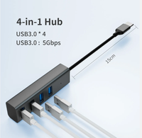 USB 3.0 4-Port Hub kecepatan tinggi penjualan langsung dari pabrik Hub USB kecepatan tinggi 5GBPS stok tersedia