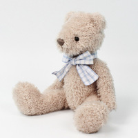 Ours en peluche marron en bambou et bois tressé pour enfant, cadeau d'anniversaire, jouet en peluche avec nœud papillon, vente en gros