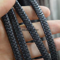 Moda yaklaşık: 7.5*3mm iyi esneklik hakiki örgülü deri halat inek derisi deri kordon bilezikler DIY takı yapımı için