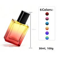 Flacon de parfum carré de luxe de 30 ml, flacon de parfum vide en verre coloré avec vaporisateur et couvercle