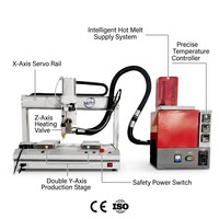 Máquina Dispensadora Automática de Pegamento Termofusible, Robot de Dosificación de Líquido con Válvula de Calentamiento de Doble Eje, Temperatura Constante, CE ISO 9001
